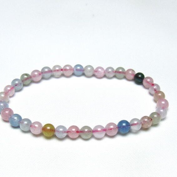 ミックスカラーベリル ブレスレット 5mm 一点物 メール便可 [M便 1/10] 111-48791