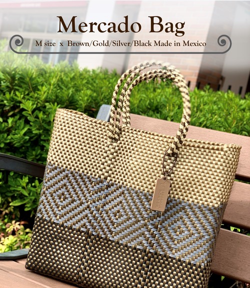 M Mercado Bag (Normal handle) Brown/Gold/Silver/Black