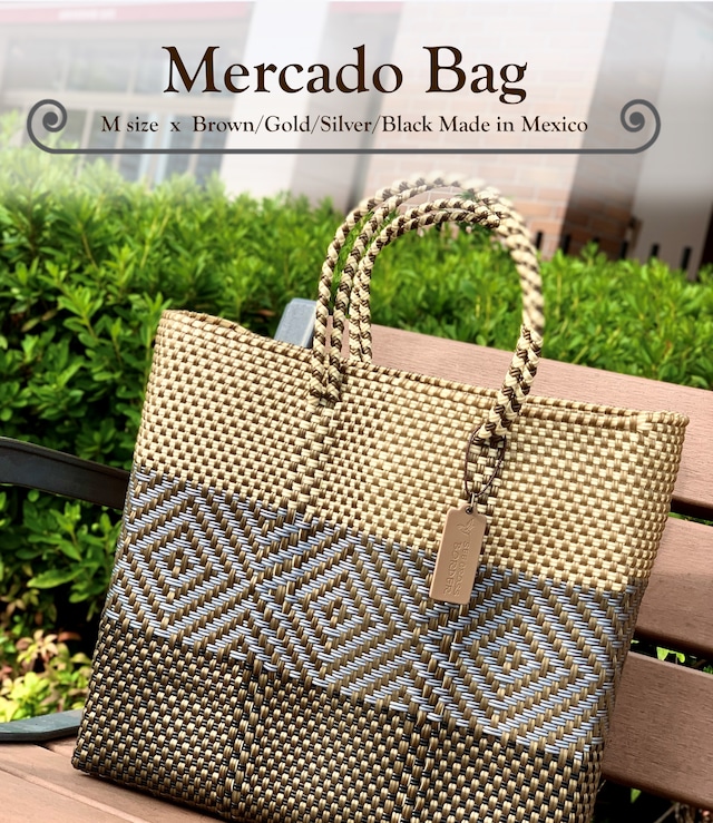 M Mercado Bag (Normal handle) Gold/White