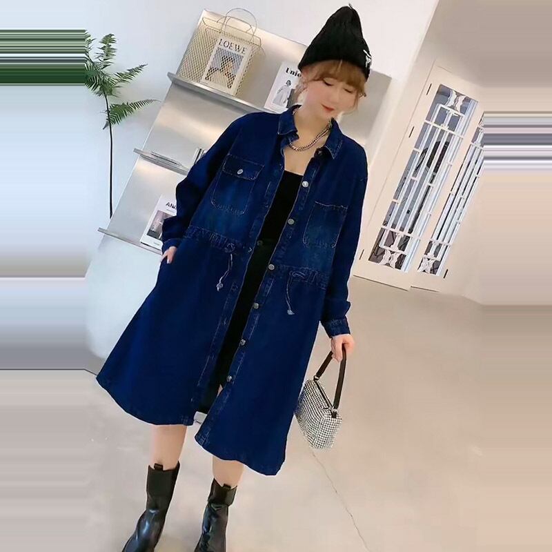 ファットMMエクストララージサイズのレディース秋の服新しいウエスタンスタイルは年齢を200kg減らしたルーズで薄いミドル丈のデニムウインドブレーカージャケット ミックスインファッション45866535772