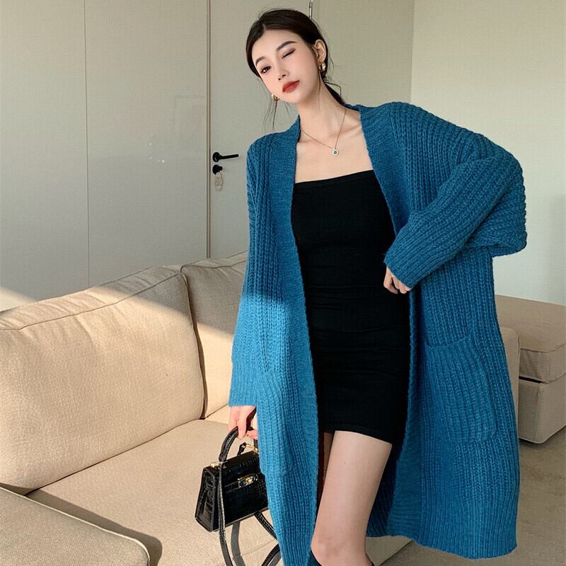 オータムウィンタールーズVネックセーター コート ソリッド カラーニットカーディガン ロング エレガント 秋物 冬物 ソリッドカラー ガールズファッション80962184235