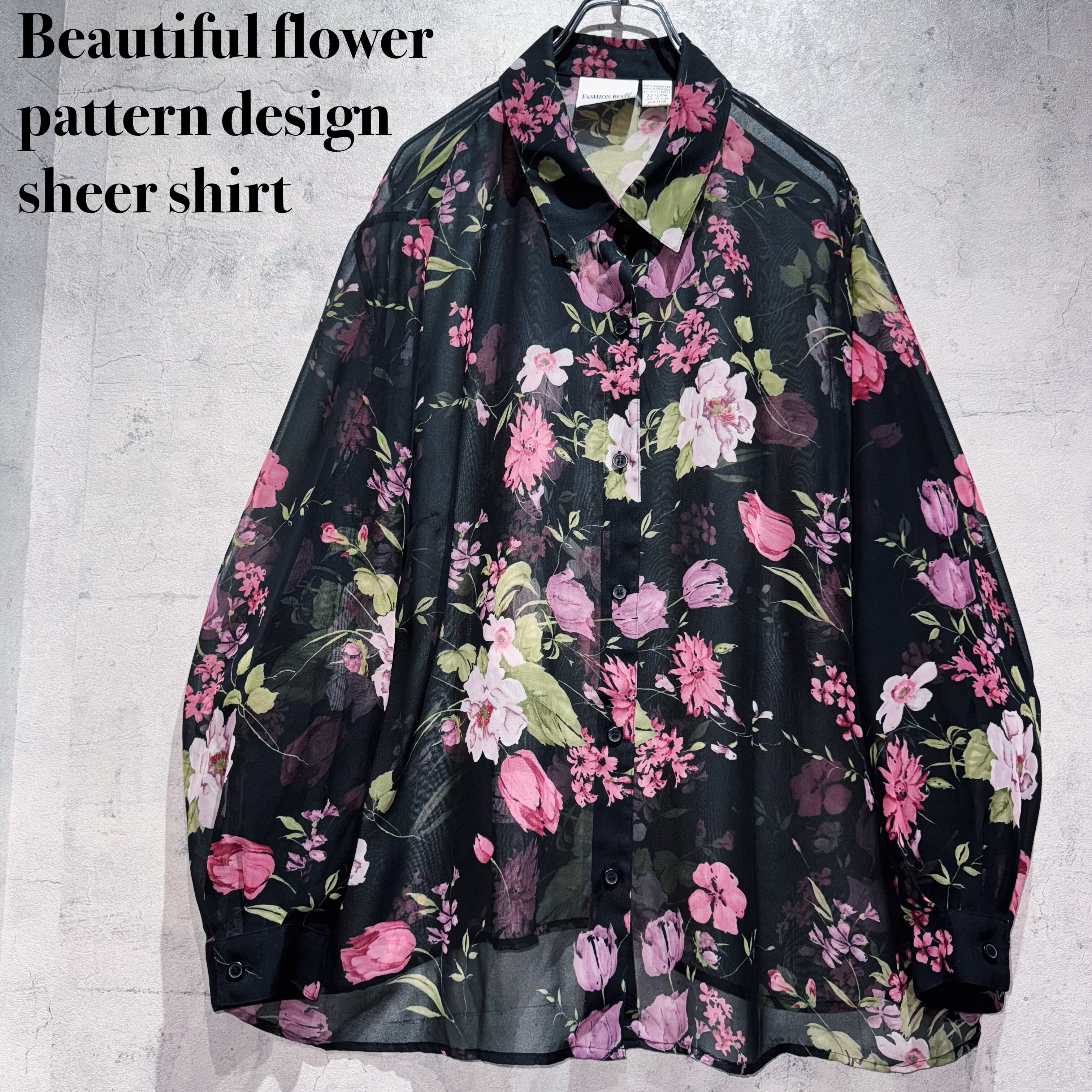 Beautiful flower pattern design sheer shirt