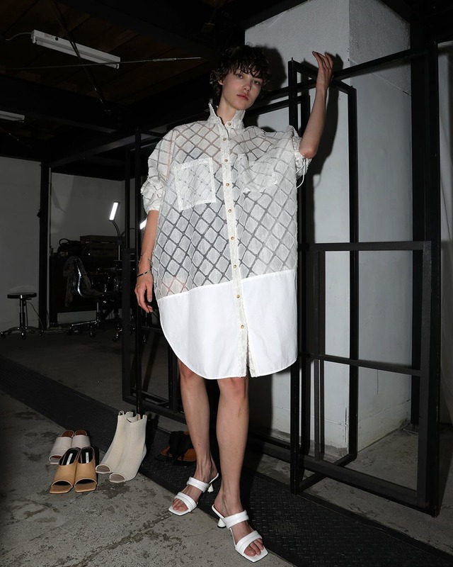 Sheer Jacquard Over Shirt (White)