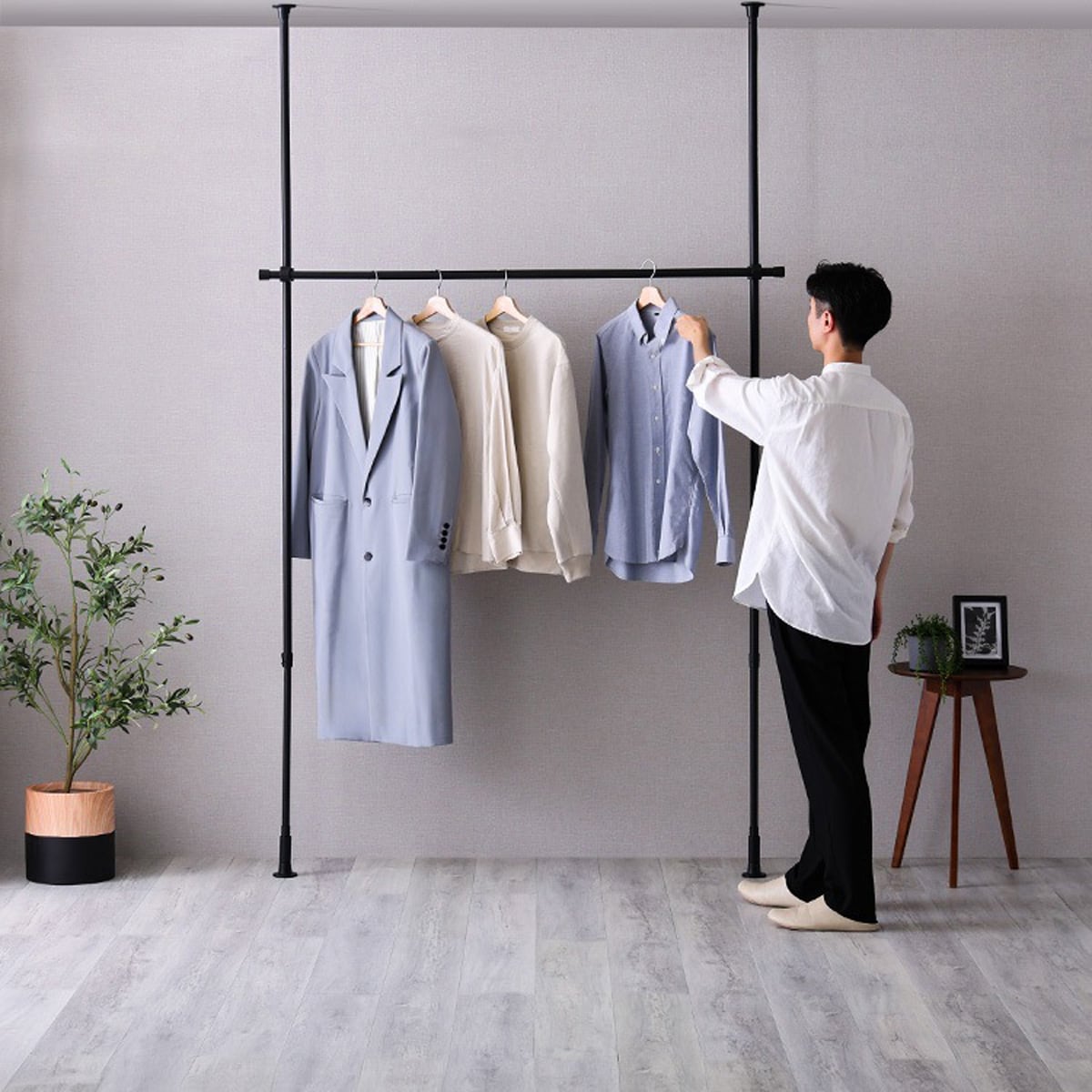 つっぱりハンガーラック 1段 幅200cm