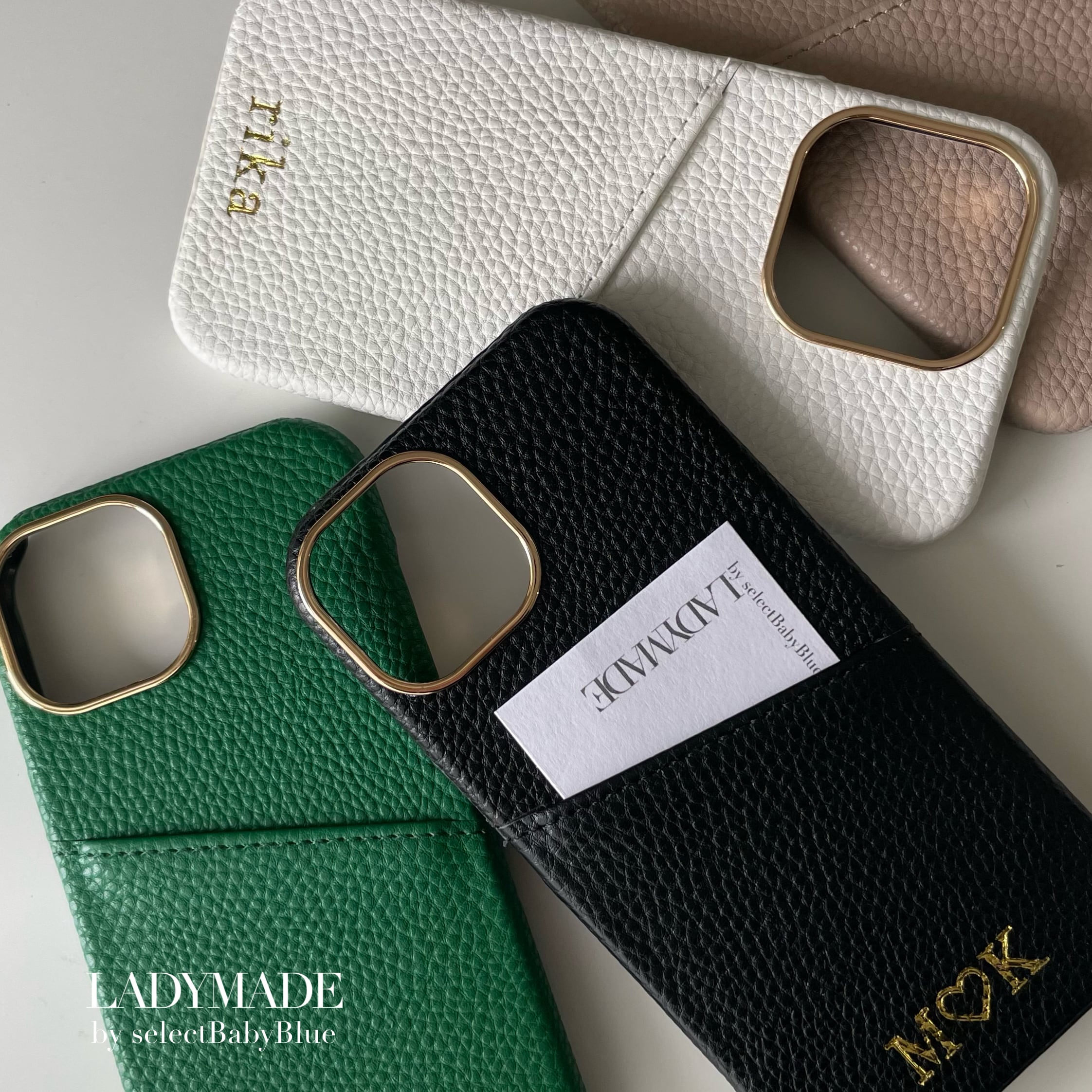 Note 70T ゴールド 本体 保護ケース付き 全16色】ポケット付き刻印iPhoneケース-ゴールドフレーム- | LADYMADE