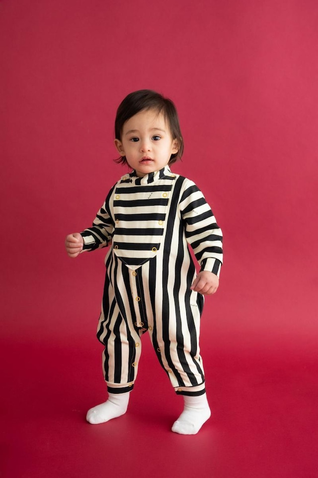 【23AW】ゾジオ(ZOZIO)Border rompas  black×ivory［XXS・XS］ロンパース