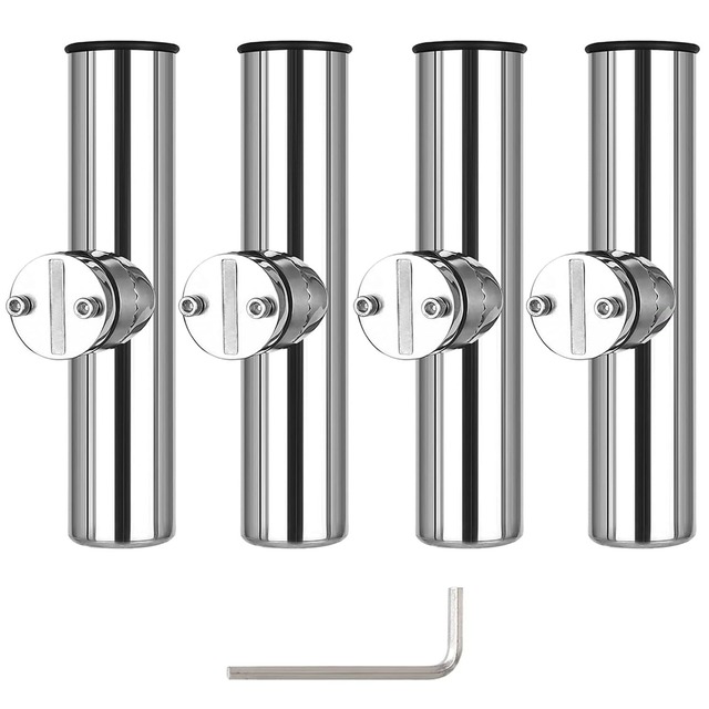 Amarine-made ステンレス製 船竿置き クランプオンロッドホルダー ４個セット 角度調節可能 六角レンチ付き