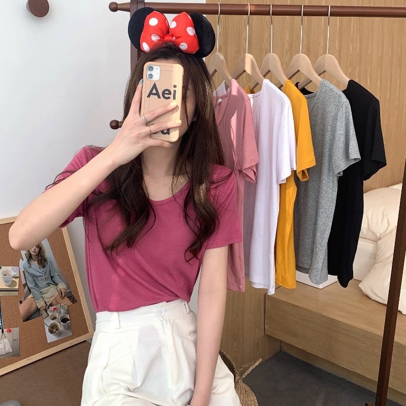 ショートVネックTシャツ シャツ スプリングホワイトスタイルトップス 春物 1号婦人5908119201