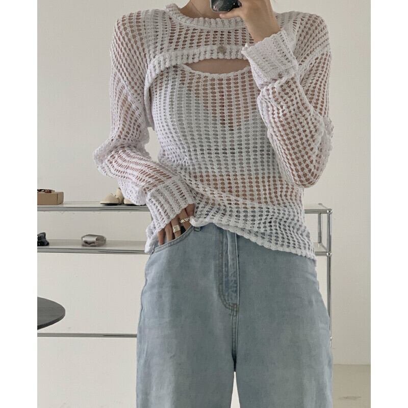 薄手ブラウス オータムショートトップス レッドセーター ロング 秋物 ガールズファッション43334265475