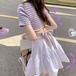 バックリボンクロップドボーターTシャツ ・70736