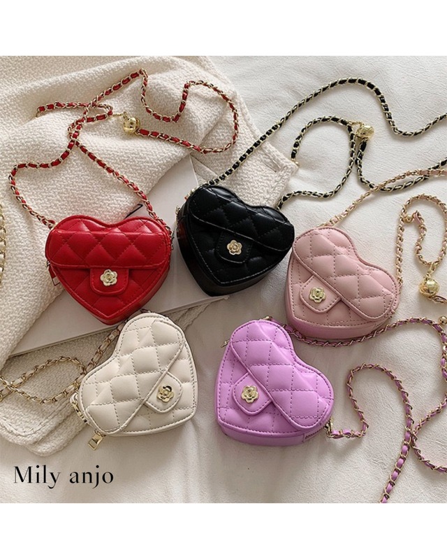 【即納】【一部受注】ハート型キルティングミニバッグ