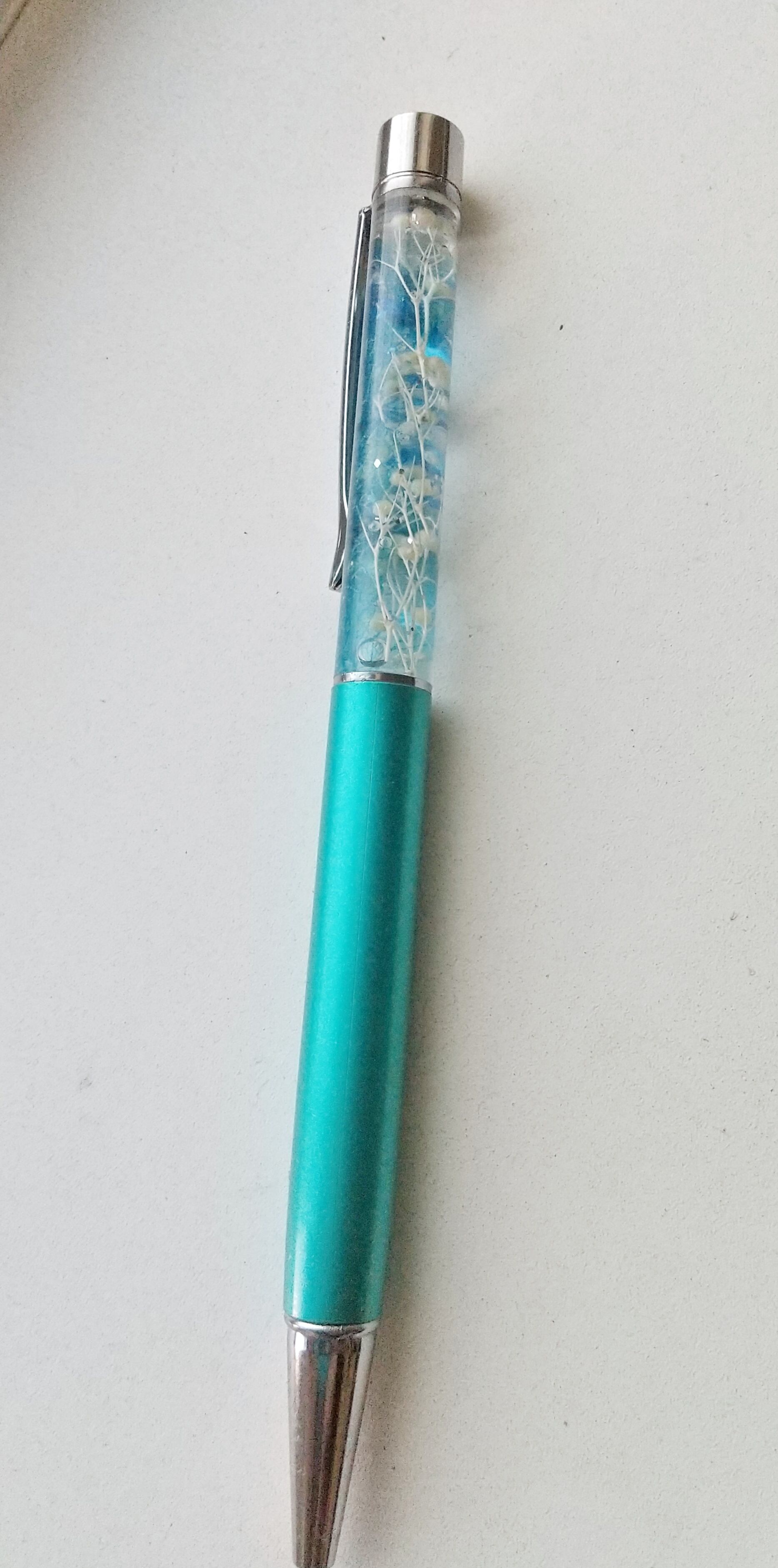 ボールペン ハーバリウム かすみ草 水色 緑 白 オレンジ 黄色 セット  