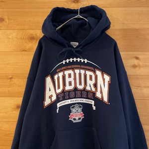 【GILDAN】カレッジ スウェット パーカー フーディ オーバーン大学 auburn university football TIGERS アーチロゴ M US古着