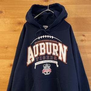 【GILDAN】カレッジ スウェット パーカー フーディ オーバーン大学 auburn university football TIGERS アーチロゴ M US古着