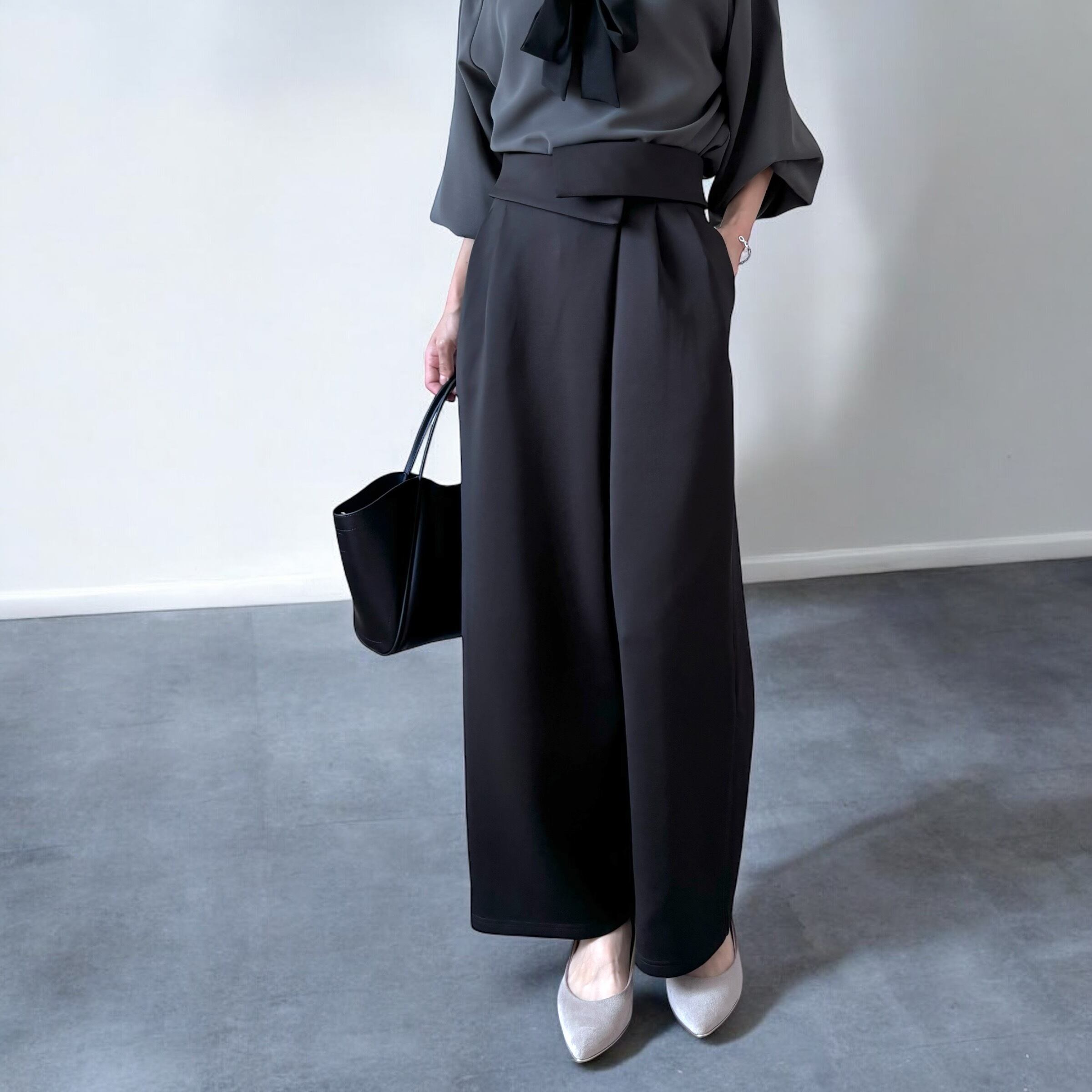 セットアップ可/machine wash】ハイウエスト折り返しダンボールニット