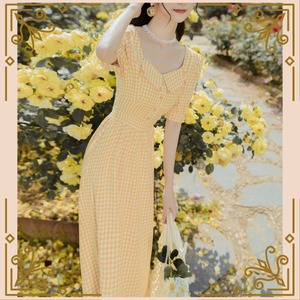 ♦サンフラワーカラーのチェックワンピース♦trnd473