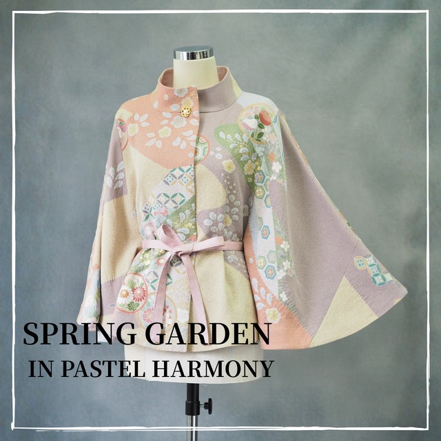 Regenerated Kimono Cape jacket – Handcrafted in Japan/  WAVES OF DEVOTION IN TOTAL SHIBORI  着物リメイクのケープジャケット｜日本のヴィンテージシルクを再生した一点物/総絞りに刻まれた波の献身