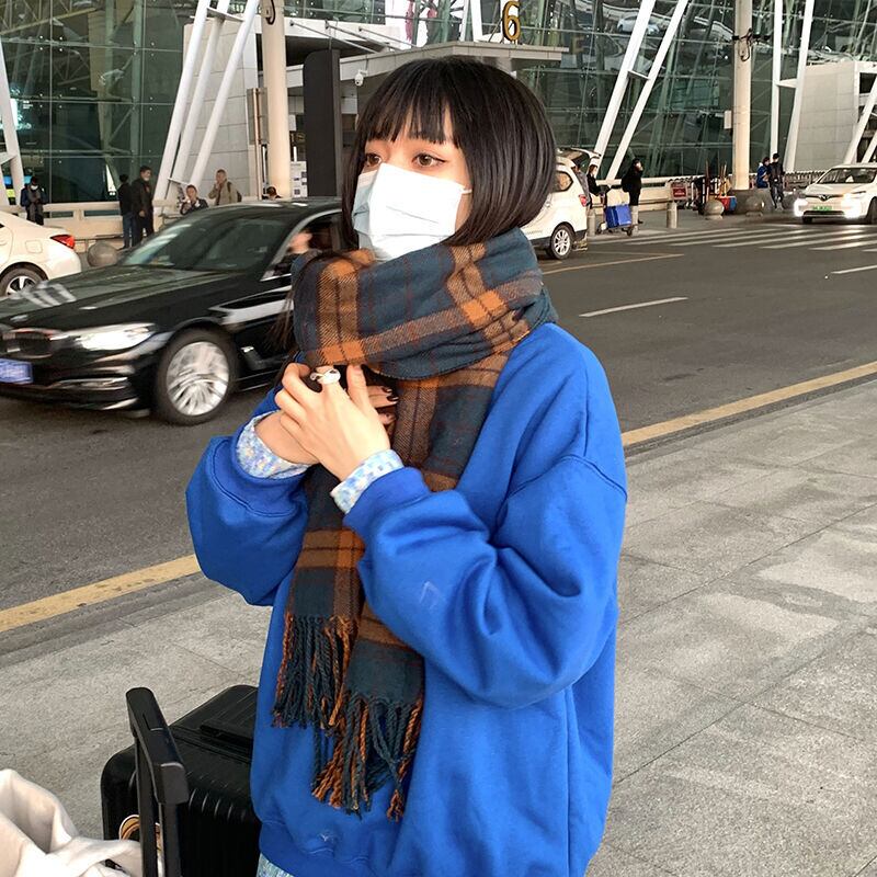 スタンダード格子柄スカーフ オータムウィンター レトロ 秋物 冬物 ブラック・アイド・ピーズ40554100196