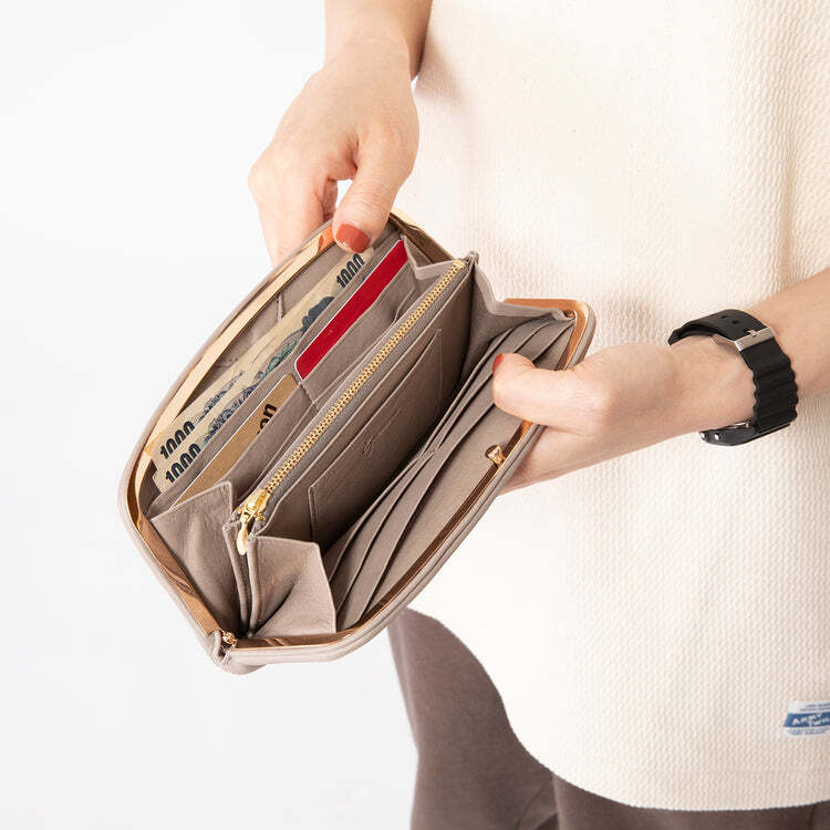 【日本製×日本レザー】カウレザーレザー がま口ロング 6635