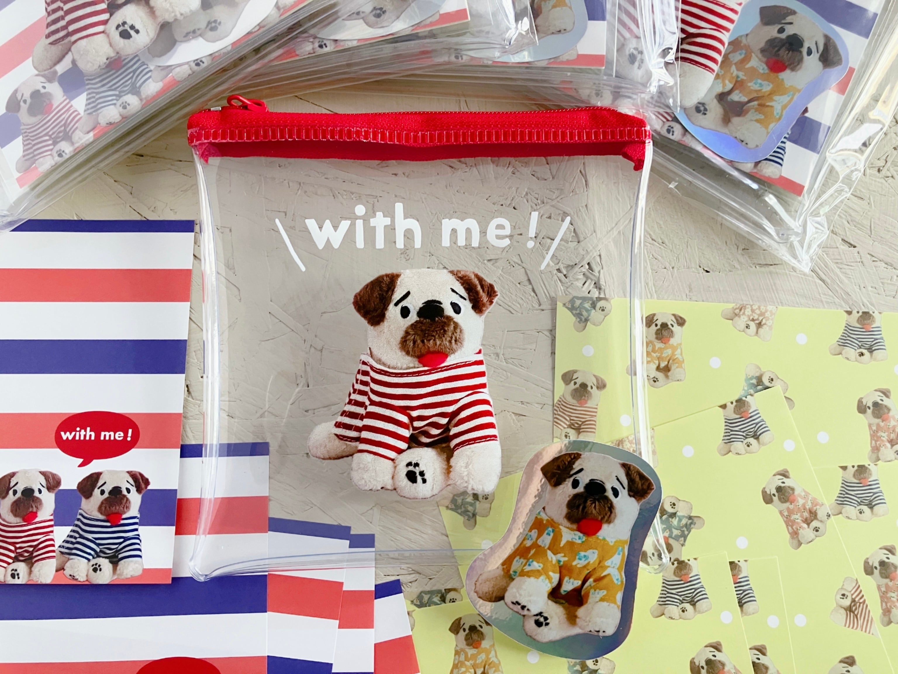 with me ! PUGクリアポーチメモセット