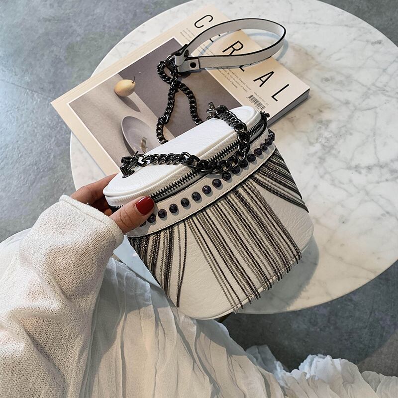 フレンチニッチレディースバッグ2020新しいネットレッドワイルドテクスチャーチェーンクロスボディバッグファッションtelバケットバッグ Tiancai_Wing_Bag8458216