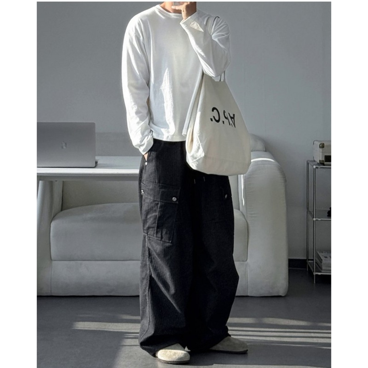 コットンベーシックロングTシャツ　1323