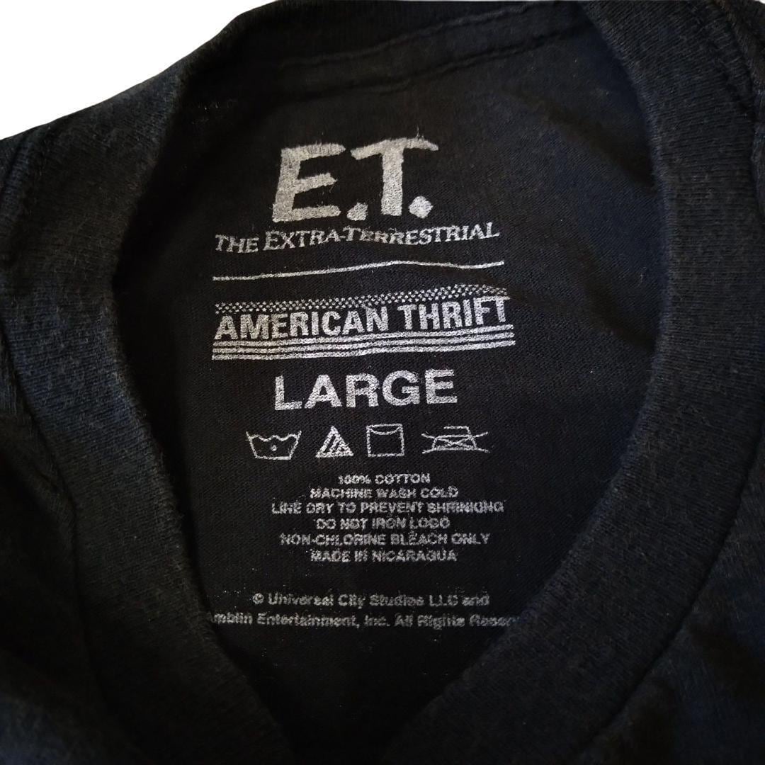 ET　ヴィンテージ加工Ｔシャツ　Lサイズ　黒　E.T.　両面プリント *
