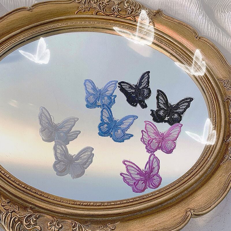 レースButterflyデザイン イヤリング スタンダード レトロ 大人ガーリー スウィート キュート カジュアル 指輪 パープル ブラック・アイド・ピーズ48171242657