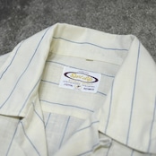 70's stripe open collar shirt
