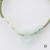 淡いグリーン色翡翠が綺麗！ hekiデザイン紐ブレスレット 白×緑 A貨翡翠 jd_br1083