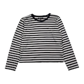 フランス製 agnes b. アニエスベー ボーダー 長袖 Tシャツ カットソー イ/ブラック×ライトグレー系 レディース