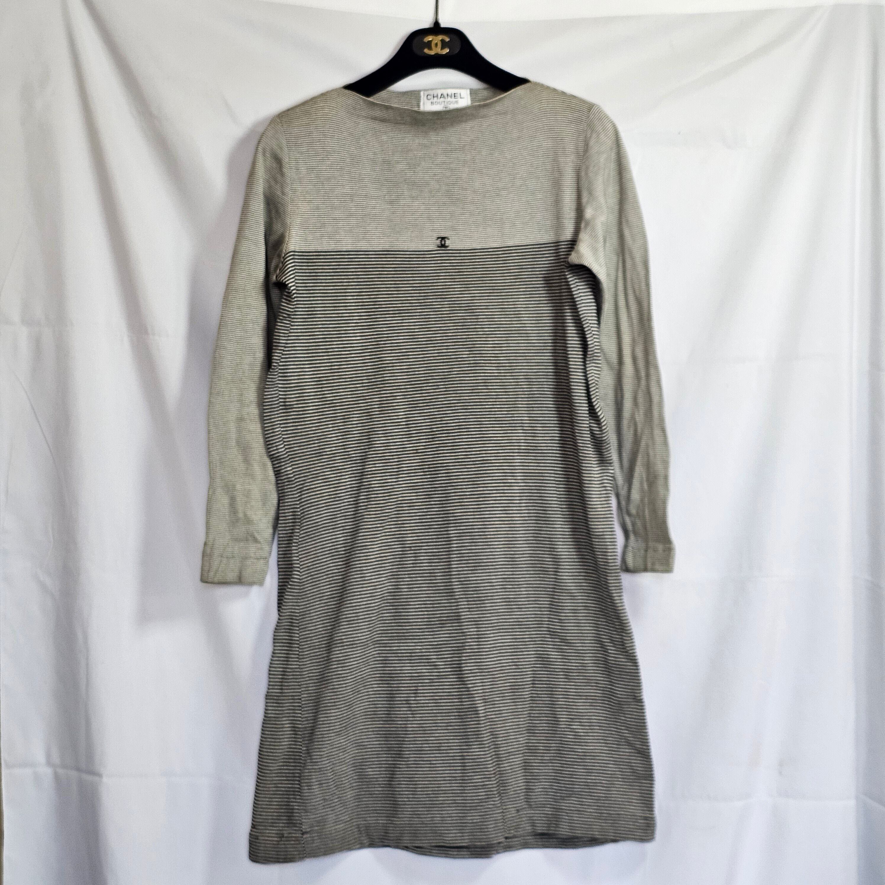 CHANEL ボーダーニットワンピース シャネル ココマーク ボーダー ニット ワンピース 42 CC Dress | Over