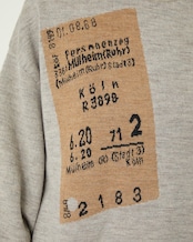 I'm here - 68`s VINTAGE TRAIN TICKET : WOOL JACQUAD KNIT : beige / (アイム ヒアー - 68 年ビンテージ トレイン チケット ウールジャガードニット : ベージュ)