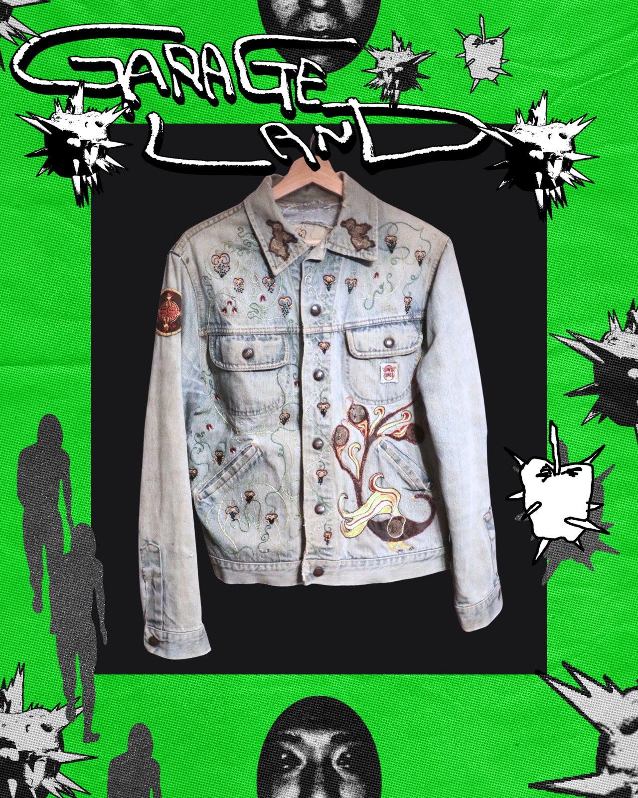 70s psychedelic embroidery denim jacket