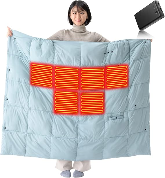 5つの使い方ができるUSB給電の即暖電気ブランケット 5WAY使えてUSB