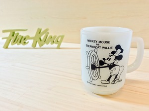 [Fire King] ディズニー "蒸気船ウィリー" マグ ミルクガラス