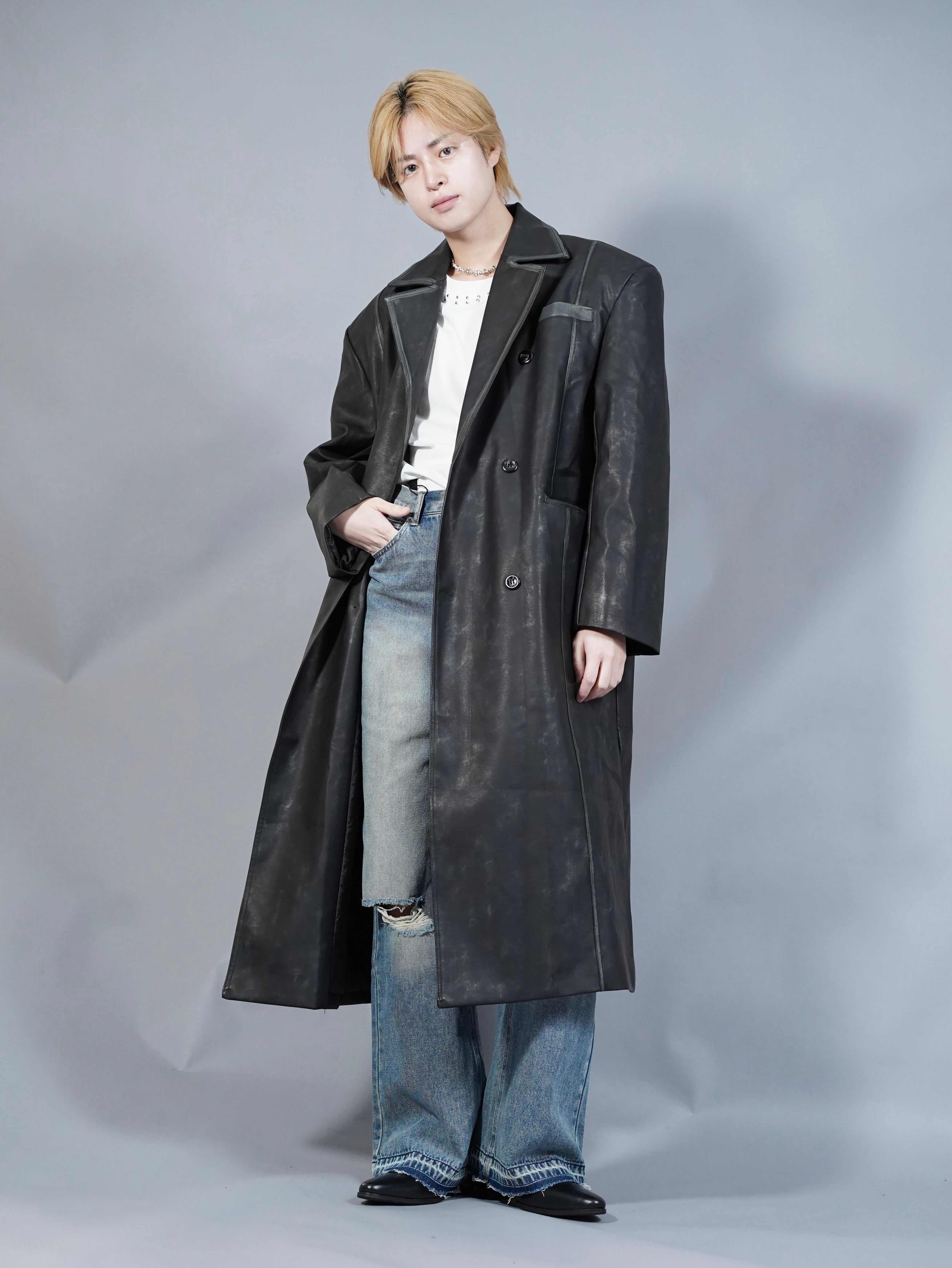 ALUDE SELECT】vintage pu leather long coat | 【ALUDE】韓国メンズ