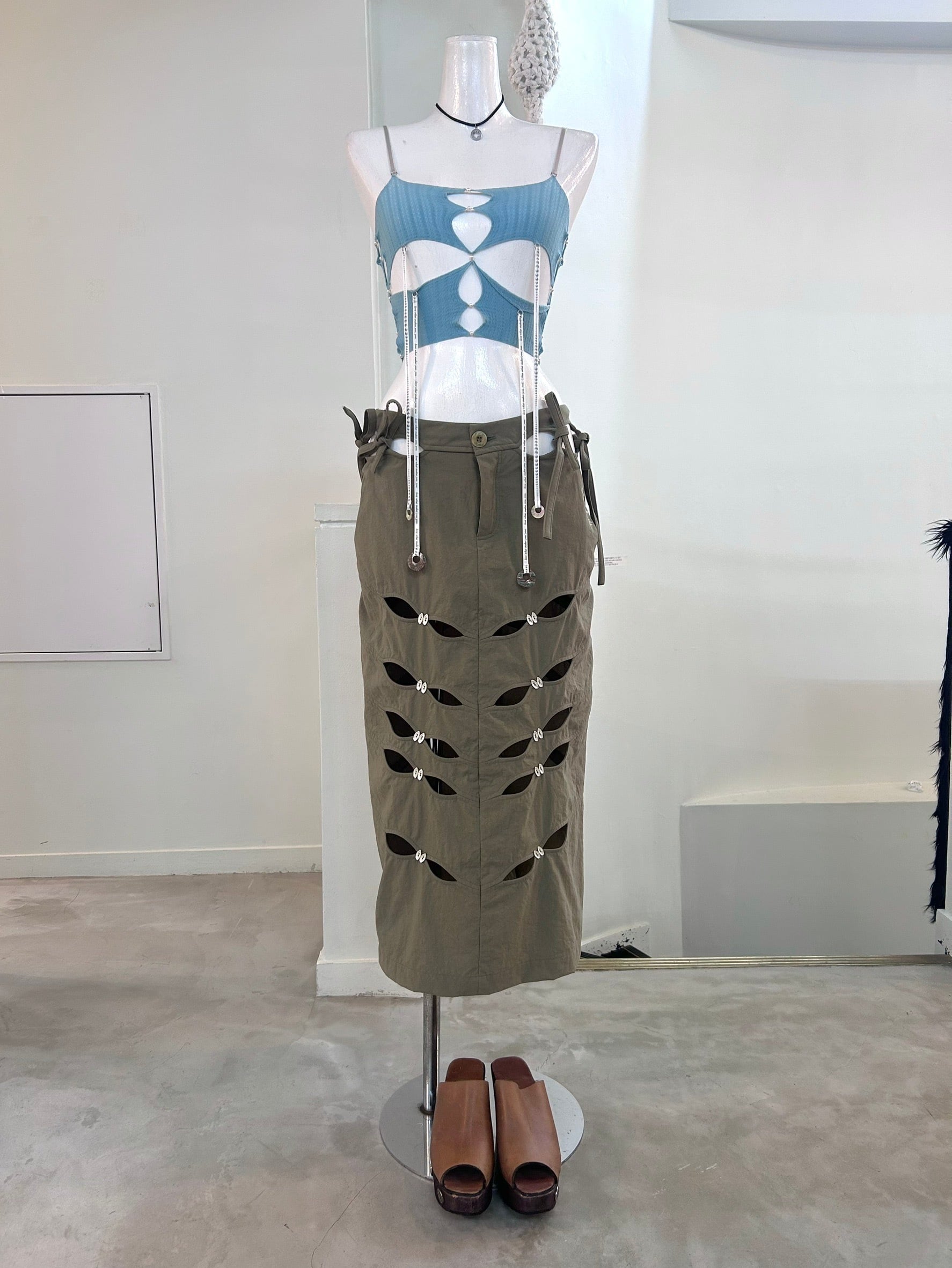 RUIbuilt maxi skirt army green