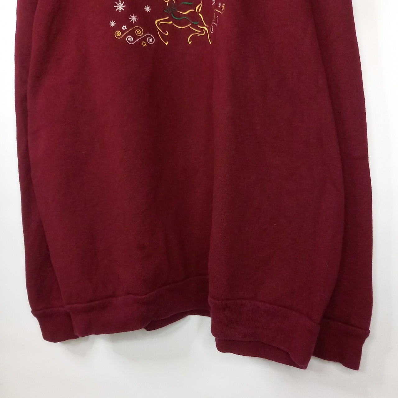90s　アメリカ製　スウェット　トレーナー　アニマル柄　刺繍　ボルドー　XL