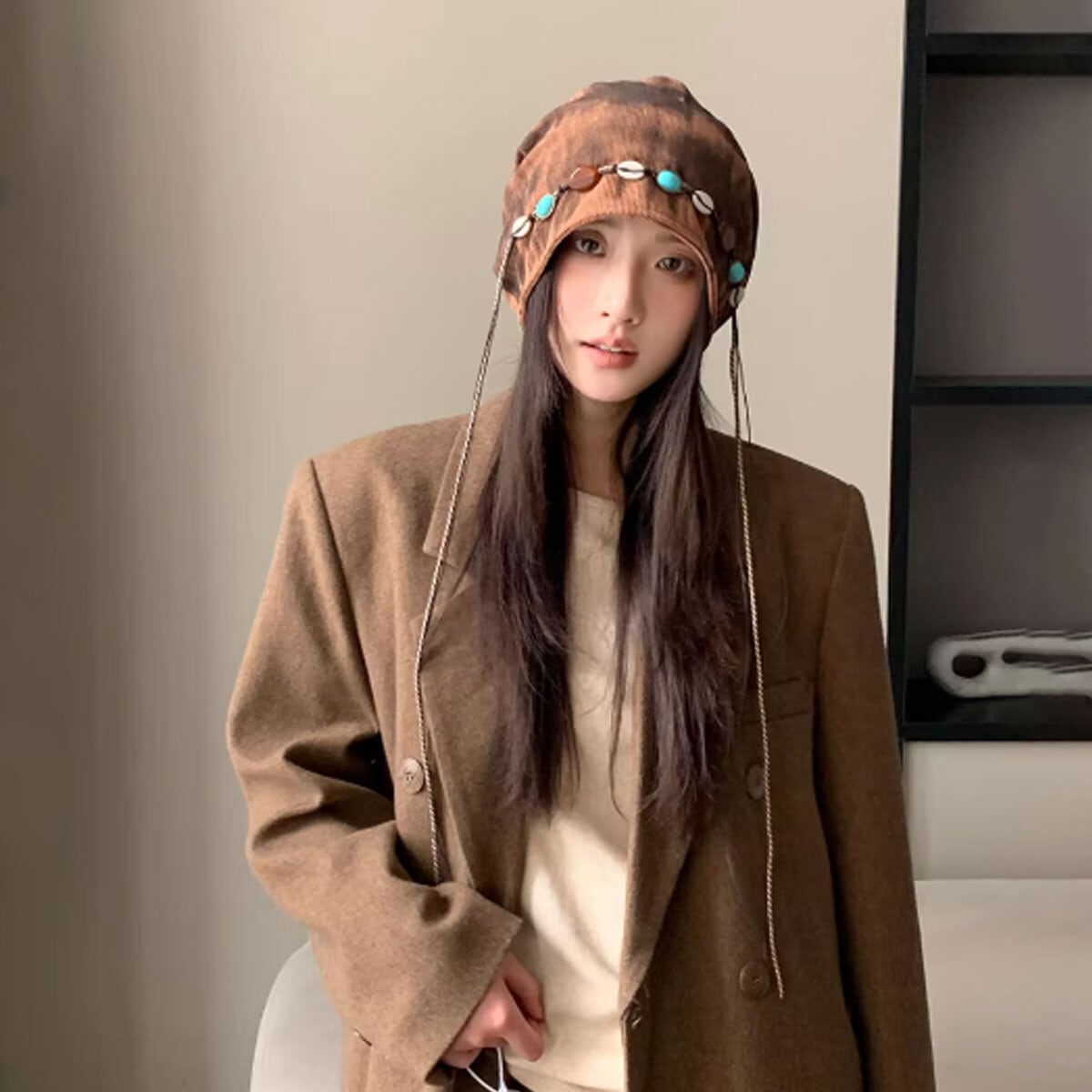 ルーズ ワッチキャップ 装飾付き 帽子 レディース 春秋冬 韓国 おしゃれ 大人 カジュアル レトロ 被りやすい 柔らかい 軽量 ストリート 原宿系 大人可愛い 大人女子