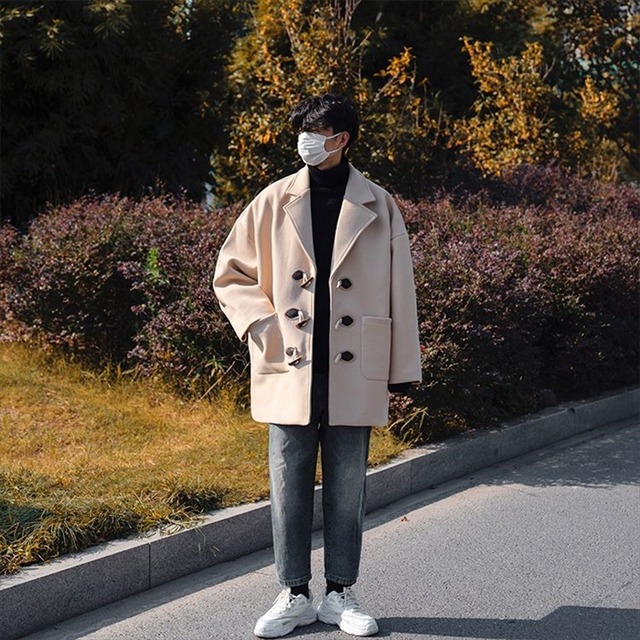 ミドル丈 ダッフルコート オーバーサイズコート 無地 ウールコート ビッグポケット ドロップショルダー ストリート アウター 通勤 通学 オフィススタイル メンズ 取寄 発送目安14 21日営業日 Laff Store For Men ショップ情報 配送スケジュールを必ずご確認