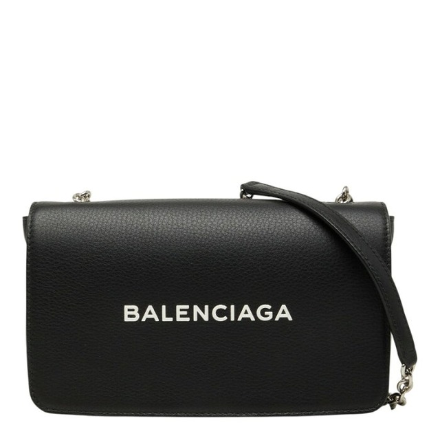 バレンシアガ エブリデイ チェーン ウォレット ショルダーバッグ 502027 ブラック レザー レディース BALENCIAGA 【中古】