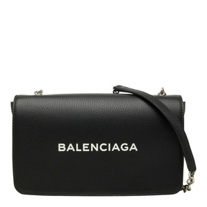 バレンシアガ エブリデイ チェーン ウォレット ショルダーバッグ 502027 ブラック レザー レディース BALENCIAGA 【中古】