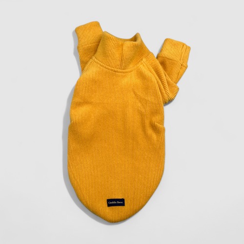 ★即納★【ミニピン】起毛リブニット / マスタードイエロー 犬服