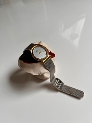 スカーゲン SKAGEN クオーツ レディース 腕時計 電池交換済｜シルバー×ゴールド｜古着