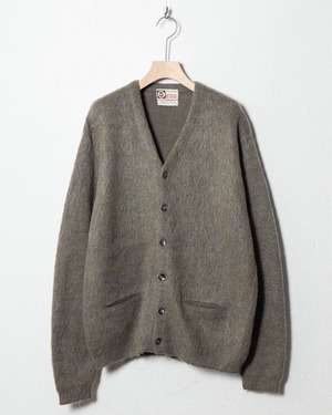 vintage shaggy mohair × acrylic knitted cardigan / COLOR:GRAY