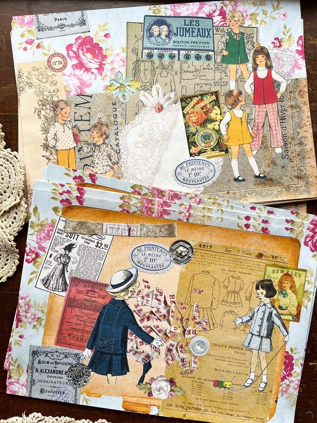 Mic Moc　コラージュペーパーキット　12枚入り　Vintage Couture　CP012【Mic Moc（ミックモック）】[MIC-10p]
