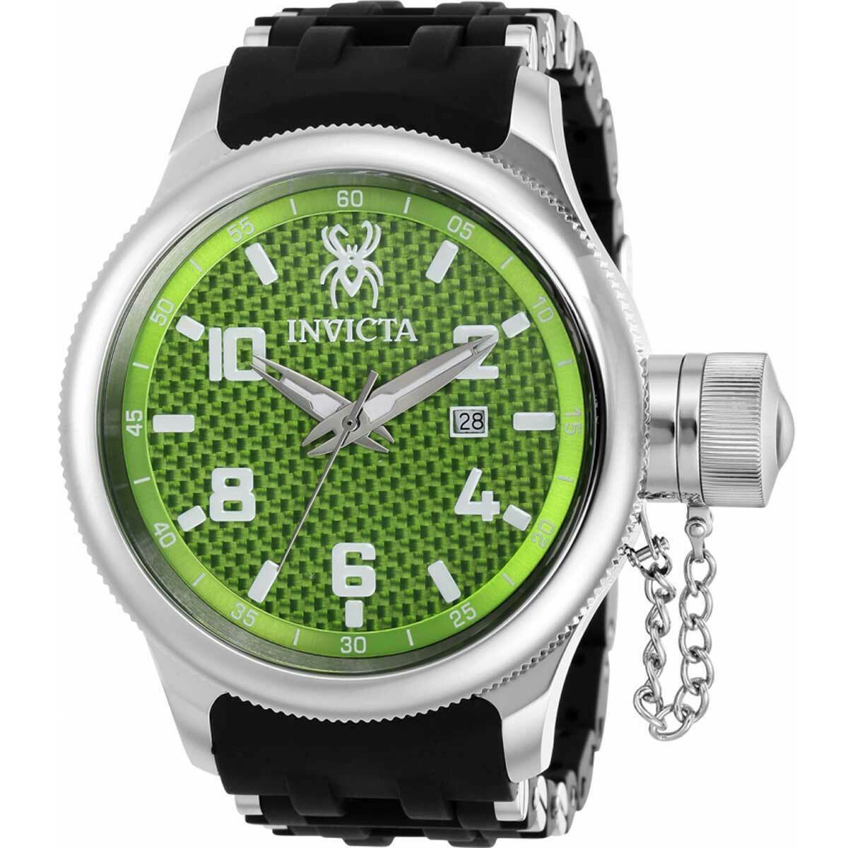 【関税・送料込】INVICTA メンズ 腕時計 ロシア製 ダイバー スイス クォーツ グリーンダイヤル ラバー ストラップ