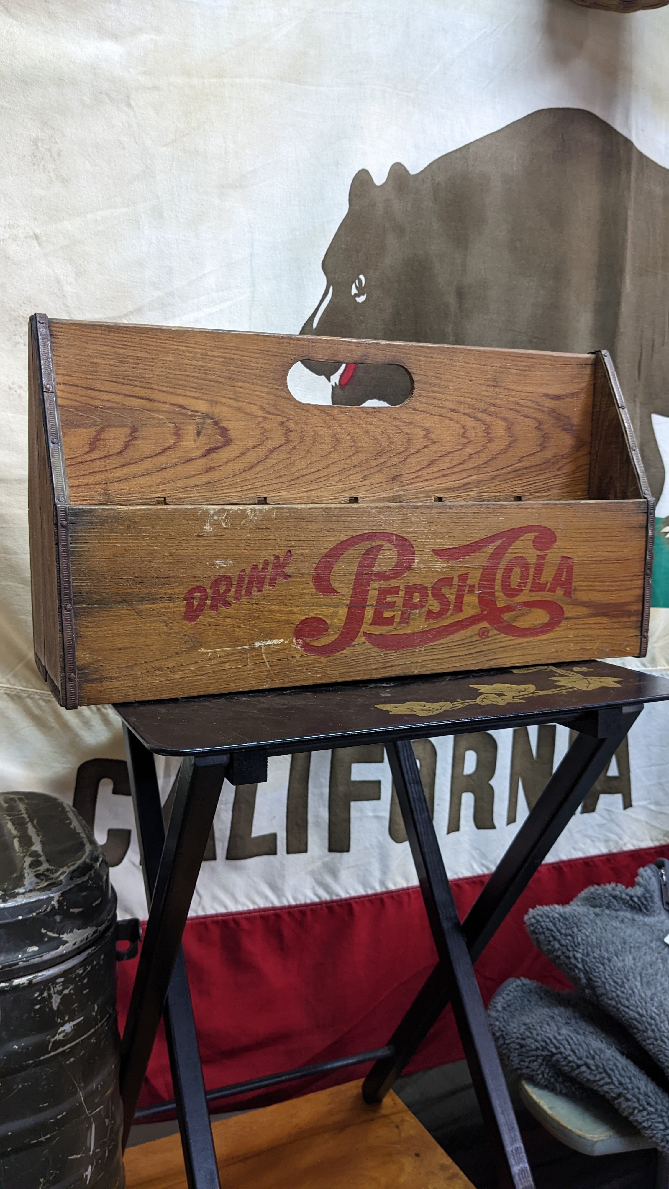 RARE!! Vintage Pepsi-Cola Crate Wood Box ToolBox SpiceBox ビンテージ ペプシコーラ  ウッドボックス 木製 木箱 収納ボックス ギアボックス キャンプギア クレート アンティーク 調味料入れ キッチンツール |