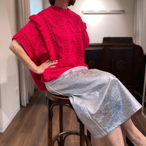 cable vest knit pink